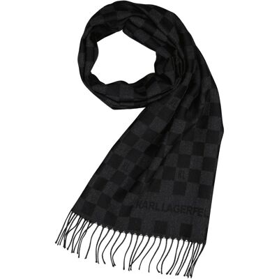 KARL LAGERFELD Herren Schal schwarz Woll-Stoff kariert ONESIZE KARL LAGERFELD Herren Schal schwarz Woll-Stoff kariert ONESIZE