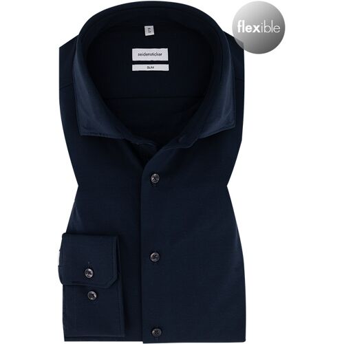 Seidensticker Herren Hemd blau meliert Slim Fit 39