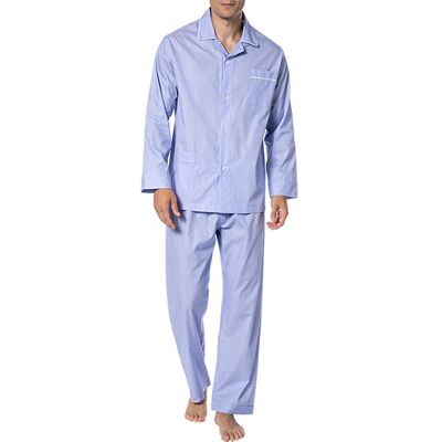 Novila Herren Pyjama blau Baumwolle meliert 52 (L) Novila Herren Pyjama blau Baumwolle meliert 52 (L)