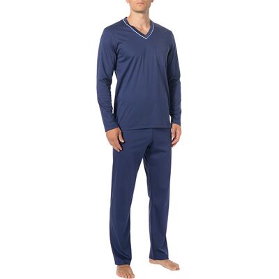 Novila Herren Pyjama blau Jersey-Baumwolle unifarben 54 (XL) Novila Herren Pyjama blau Jersey-Baumwolle unifarben 54 (XL)