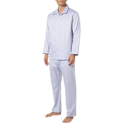 Novila Herren Pyjama blau Baumwolle unifarben 52 (L) Novila Herren Pyjama blau Baumwolle unifarben 52 (L)
