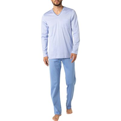 Novila Herren Pyjama blau Jersey-Baumwolle unifarben 54 (XL) Novila Herren Pyjama blau Jersey-Baumwolle unifarben 54 (XL)