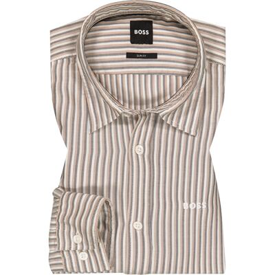 BOSS Black Herren Hemd beige Mikrofaser gestreift Slim Fit L BOSS Black Herren Hemd beige Mikrofaser gestreift Slim Fit L