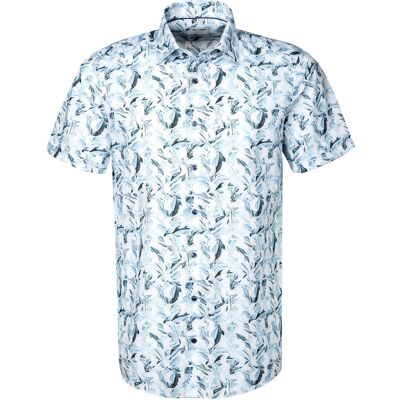 OLYMP Herren Kurzarmhemd blau Baumwoll-Stretch geblümt 38 OLYMP Herren Kurzarmhemd blau Baumwoll-Stretch geblümt 38