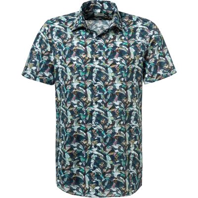 OLYMP Herren Kurzarmhemd blau geblümt 41 OLYMP Herren Kurzarmhemd blau geblümt 41