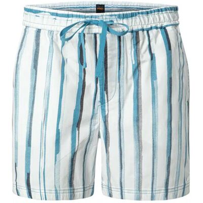 BOSS Orange Herren Shorts blau Baumwolle gestreift 48 BOSS Orange Herren Shorts blau Baumwolle gestreift 48