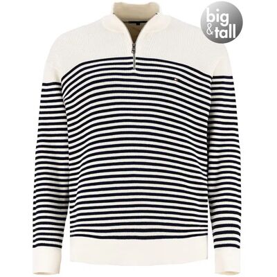 Tommy Hilfiger Herren Troyer weiß Baumwolle gestreift 4XL Tommy Hilfiger Herren Troyer weiß Baumwolle gestreift 4XL
