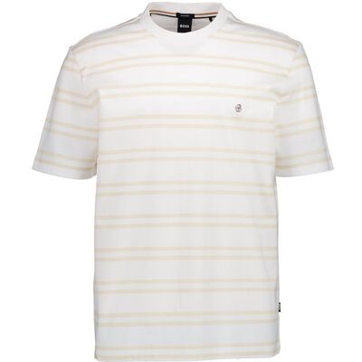 BOSS Black Herren T-Shirt beige Baumwolle gestreift XXL BOSS Black Herren T-Shirt beige Baumwolle gestreift XXL