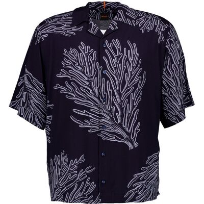 BOSS Orange Herren Hemd blau Viskose gemustert M BOSS Orange Herren Hemd blau Viskose gemustert M
