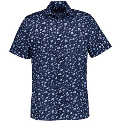 OLYMP Herren Kurzarmhemd blau Baumwolle gemustert 44 OLYMP Herren Kurzarmhemd blau Baumwolle gemustert 44