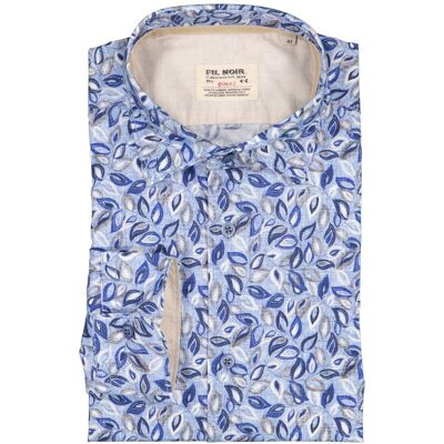 FIL NOIR Herren Hemd blau Baumwolle geblümt 40 FIL NOIR Herren Hemd blau Baumwolle geblümt 40