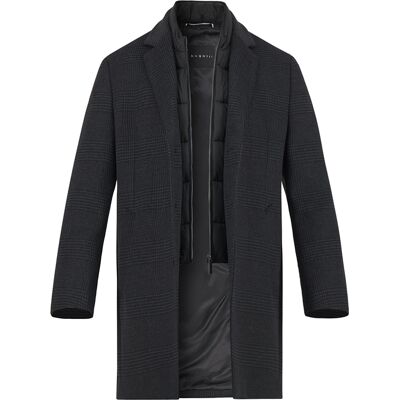 bugatti Herren Mantel schwarz kariert 48 (S) bugatti Herren Mantel schwarz kariert 48 (S)