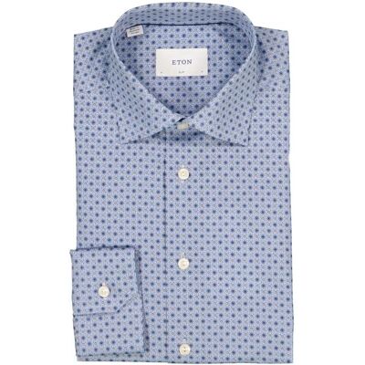 ETON Herren Hemd blau Baumwolle gemustert Slim Fit 42 ETON Herren Hemd blau Baumwolle gemustert Slim Fit 42