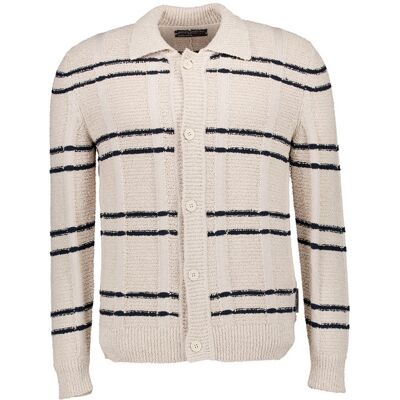 Marc O'Polo Herren Cardigan weiß Baumwolle gestreift XXL Marc O'Polo Herren Cardigan weiß Baumwolle gestreift XXL