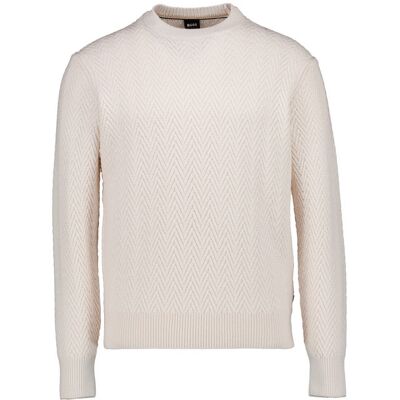 BOSS Black Herren Pullover weiß Schurwolle unifarben L BOSS Black Herren Pullover weiß Schurwolle unifarben L