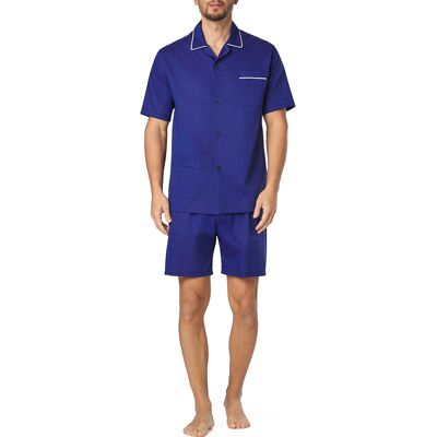 Novila Herren Pyjama blau Reine Baumwolle unifarben 50 (M) Novila Herren Pyjama blau Reine Baumwolle unifarben 50 (M)