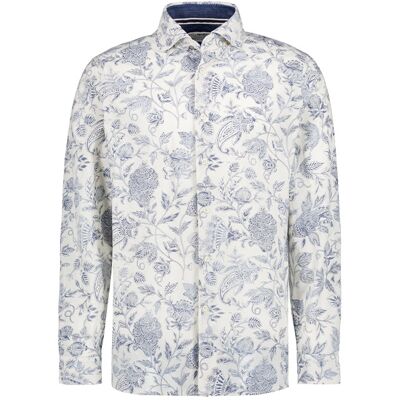 FIL NOIR Herren Hemd blau Baumwolle geblümt 44 FIL NOIR Herren Hemd blau Baumwolle geblümt 44
