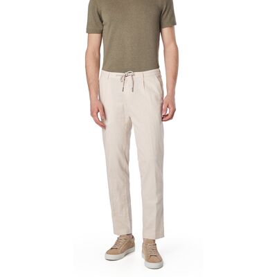 bugatti Herren Hosen beige Baumwolle-Leinen meliert 33/30 bugatti Herren Hosen beige Baumwolle-Leinen meliert 33/30