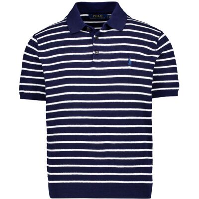 Polo Ralph Lauren Herren Polo-Shirt blau Baumwoll-Leinen gestreift L Polo Ralph Lauren Herren Polo-Shirt blau Baumwoll-Leinen gestreift L