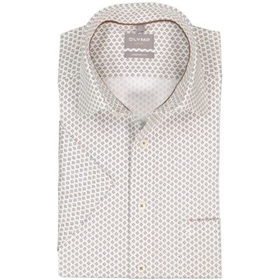 OLYMP Herren Kurzarmhemd beige Baumwolle gemustert 44 OLYMP Herren Kurzarmhemd beige Baumwolle gemustert 44