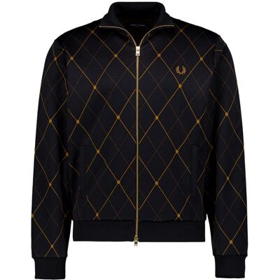 Fred Perry Herren Pullover schwarz Raute und Karo S Fred Perry Herren Pullover schwarz Raute und Karo S