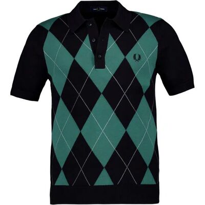 Fred Perry Herren Polo-Shirt schwarz gemustert S Fred Perry Herren Polo-Shirt schwarz gemustert S