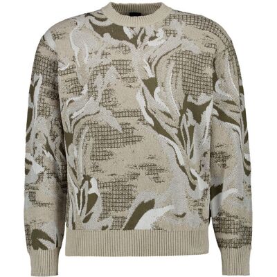 BOSS Orange Herren Pullover beige Baumwolle gestreift M BOSS Orange Herren Pullover beige Baumwolle gestreift M