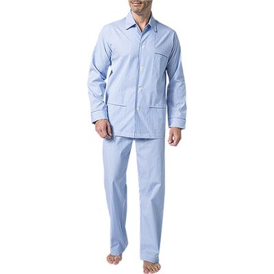 DEREK ROSE Herren Pyjama Set blau Baumwolle & Mix Gestreift Classic Fit XL DEREK ROSE Herren Pyjama Set blau Baumwolle & Mix Gestreift Classic Fit XL