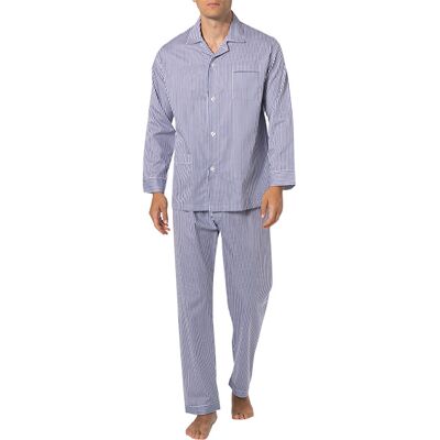 Novila Herren Pyjama blau Baumwolle gestreift 50 (M) Novila Herren Pyjama blau Baumwolle gestreift 50 (M)