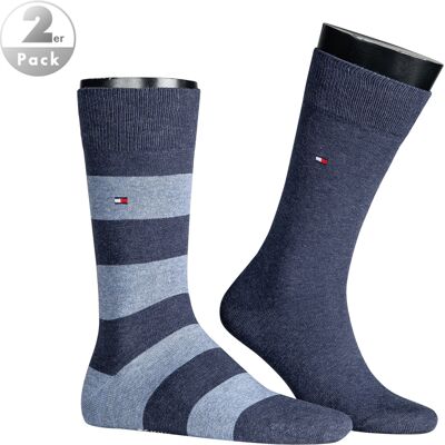 Tommy Hilfiger Herren Socken blau Baumwolle gestreift 43-46 Tommy Hilfiger Herren Socken blau Baumwolle gestreift 43-46