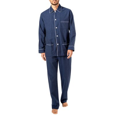 DEREK ROSE Herren Pyjama Set blau Flanell meliert L DEREK ROSE Herren Pyjama Set blau Flanell meliert L