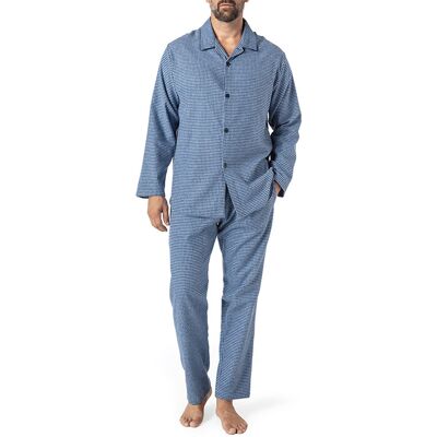 Novila Herren Pyjama blau Flanell gemustert 50 (M) Novila Herren Pyjama blau Flanell gemustert 50 (M)