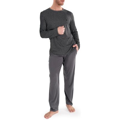 HOM Herren Pyjama grau Jersey-Baumwolle Gemustert,unifarben M HOM Herren Pyjama grau Jersey-Baumwolle Gemustert,unifarben M