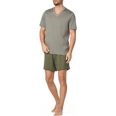 Novila Herren Pyjama grün Jersey-Baumwolle gestreift 50 (M) Novila Herren Pyjama grün Jersey-Baumwolle gestreift 50 (M)