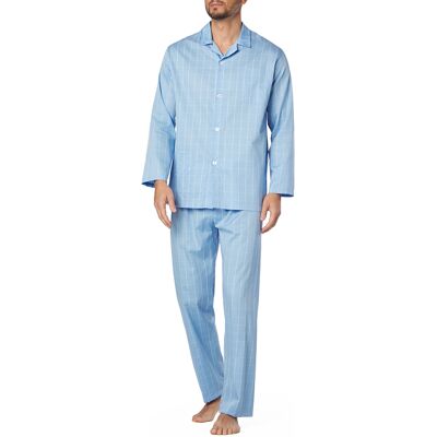 Novila Herren Pyjama blau Baumwolle gemustert 50 (M) Novila Herren Pyjama blau Baumwolle gemustert 50 (M)
