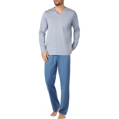 Novila Herren Pyjama blau Jersey-Baumwolle gemustert 50 (M) Novila Herren Pyjama blau Jersey-Baumwolle gemustert 50 (M)