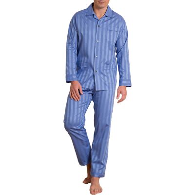 Novila Herren Pyjama blau Baumwolle gestreift 50 (M) Novila Herren Pyjama blau Baumwolle gestreift 50 (M)