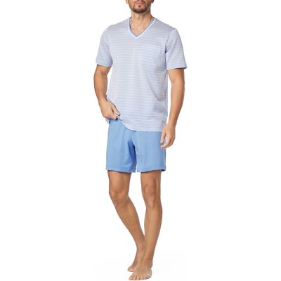 Novila Herren Pyjama blau Jersey-Baumwolle gestreift 50 (M) Novila Herren Pyjama blau Jersey-Baumwolle gestreift 50 (M)