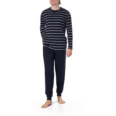 bugatti Herren Pyjama blau Baumwolle & Mix Gestreift 50 (M) bugatti Herren Pyjama blau Baumwolle & Mix Gestreift 50 (M)