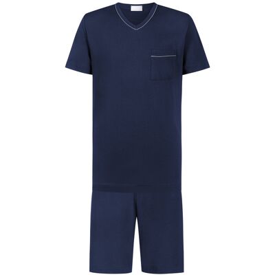 Mey Herren Pyjama blau Baumwolle unifarben L Mey Herren Pyjama blau Baumwolle unifarben L