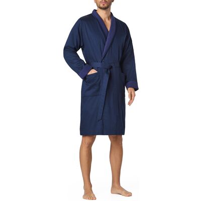 Novila Herren Hausmantel blau Baumwolle gestreift L Novila Herren Hausmantel blau Baumwolle gestreift L
