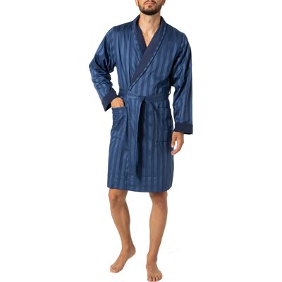 Novila Herren Hausmantel blau Baumwolle gestreift S Novila Herren Hausmantel blau Baumwolle gestreift S