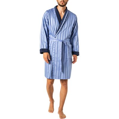 Novila Herren Hausmantel blau Satin gestreift S Novila Herren Hausmantel blau Satin gestreift S