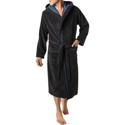 Morgenstern Herren Bademantel schwarz unifarben S Morgenstern Herren Bademantel schwarz unifarben S