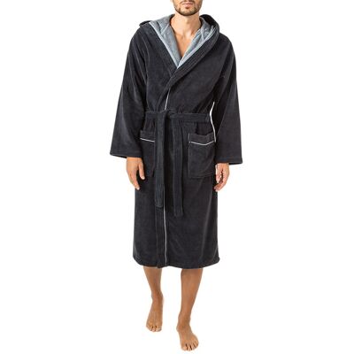 Morgenstern Herren Bademantel blau unifarben M Morgenstern Herren Bademantel blau unifarben M