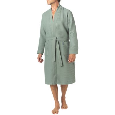 Morgenstern Herren Bademantel grün unifarben L Morgenstern Herren Bademantel grün unifarben L