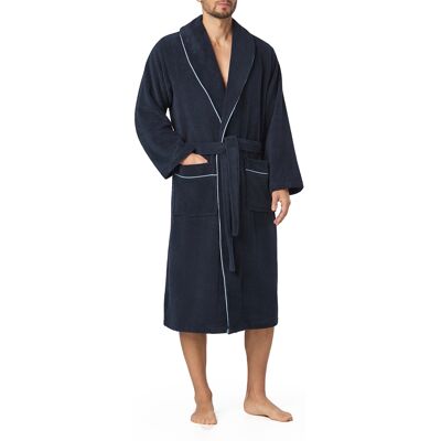 Morgenstern Herren Bademantel blau Baumwolle unifarben M Morgenstern Herren Bademantel blau Baumwolle unifarben M