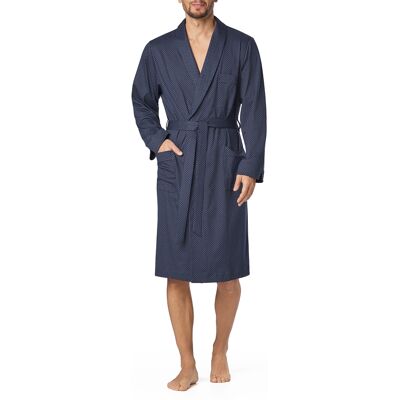 Novila Herren Hausmantel blau Baumwoll-Jersey gemustert M Novila Herren Hausmantel blau Baumwoll-Jersey gemustert M