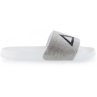 SUN68 Slippers LOGO STRASS - Damen Sandalen Pantoletten Slides Badesandalen X35205-01 Weiß 37 SUN68 Slippers LOGO STRASS - Damen Sandalen Pantoletten Slides Badesandalen X35205-01 Weiß 37