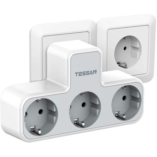 TESSAN Mehrfachsteckdose mit 3 AC-Steckdosen und 3 USB-Anschlüssen, 6-in-1-USB-Adapter mit Überlastungsschutz für Smartphone, Tablet 3 Outlets graue